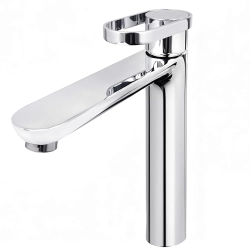 VANCOCO 52020 Wasserhahn Bad Hoch mit Auslauf Höhe 225 mm aus Messing für Aufsatzwaschbecken – Wassersparend mit 24h Salzsprühtest (Klasse 10) – Langlebige Mischbatterie, Chrom