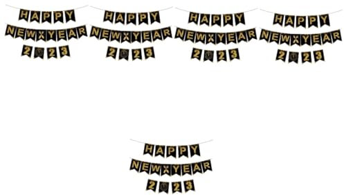 UPKOCH 5sätze Neujahrsbanner Glück Festliche Dekoration Für Silvesterpartys Familienfeiern Frühlingsfest Premium Papiermaterial Einfach Aufzuhängen