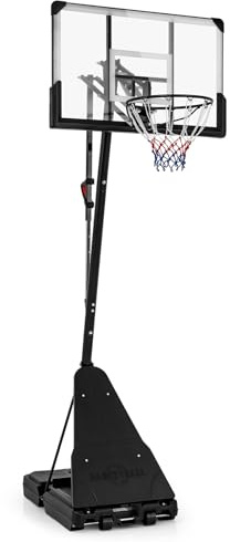 COSTWAY Canestro da Basket per Adulti, Canestro da Basket da Esterno ed Interno Regolabile 150-365 cm con Tabellone in PC, Ruote, Asta e Base Riempibile