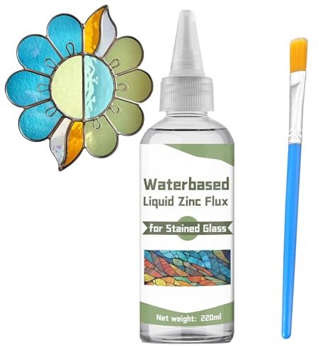 Liquid Flux Saldatura 220 ml – Flusso di vetro colorato per lavori di saldatura, riparazione vetro e altro – Strumenti e forniture per vetrate – Flusso di zinco liquido a base d'acqua per
