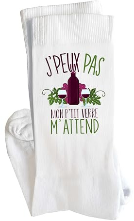 Planetee Chaussettes Vin Alcool Petit Verre Taille 41-45 | Cadeau Fantaisie Original Drôle Anniversaire Noël Humour