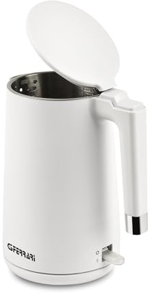 G3 Ferrari G10211 Bollitore Essential, 1,7 Litri, Corpo antiscottatura, Caraffa INOX, Luce di Funzionamento, Resistenza Nascosta, Rotazione 360°, Avvolgicavo nella Base, Bianco