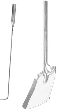 Hemobllo Pala y Atizador Para Chimenea Pequeño, Hierro Fundido Grueso, Resistente Al Calor, Utensilios Para Fogata y Camping, Mantenimiento De Hogar, Set 2 Piezas