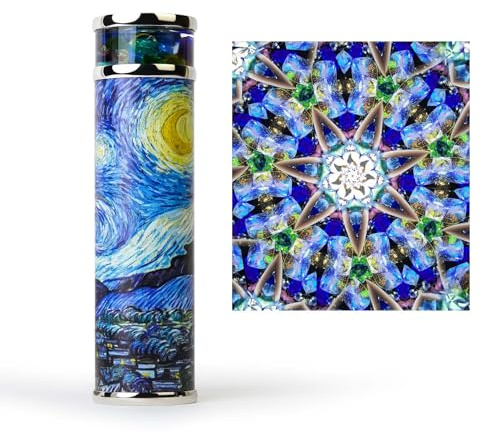 The Starry Night Rotatable Kaleidoscope,5.5 Handmade Full Visual Kaleidoscope For Adults,Natural Crystal Gems Stone Oil-Filled Core Box,Gift Box,Christmas New Year Valentine's Day Present Gift