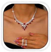 Gkaopi Set di Gioielli da Sposa in Argento Goccia Strass Collana e Orecchini Lunghi Set di Gioielli Zirconia Cubica Parure Gioielli Cristallo per La Sposa Damigella d'Onore