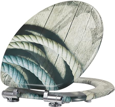 Fanmitrk Wooden Toilet Seat-Durable MDF Toilet Seat Soft Close in Various Patterns(MDF2507-11)