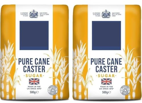 Cane Caster Sugar – 500 g Bag (Pack of 2) | Ultra-Fine Granulated Cane Sugar for Baking & Dessert Use – Vegan, Vegetarian & Kosher-Friendly