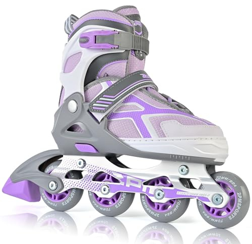 2PM SPORTS Torinx Green Boys Adjustable Inline Skates, Fun Beginner Roller Skates for Kids, Youth, Girls, Men and Women (Violet, Medium - Big Kid (1-4 US))