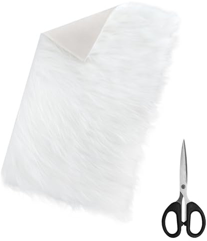 FIUTEKO Kunstfell 60x40cm Stuhlauflage Set, DIY Plüschstoff Weicher Tüll Stoff Faux Fur für Stuhl Sofa Teppich Dekoration Zwergenkostüm Plüschstoff Weißes Kunstfell Basteln für Zuhause & Geschenkidee