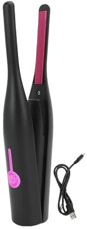 LUCKDANO Bleistift-Glätteisen, Kabellos, Kleiner Glätteisen-Haarglätter, Lockenwickler 2 in 1 mit PTC-Schnellheizung und 2600-mAh-Akku (BLACK)
