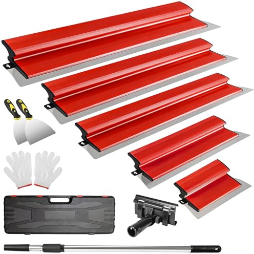 Ytvattenset professionellt i resväska, inkl. 5 x ytskrapa (19 cm halvmåne, 25 cm, 40 cm, 60 cm, 80 cm) med 2 handskrapa, aluminiumteleskopstång, handtaghållare och ett par handskar