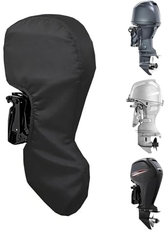 alouweekuky Außenborder Abdeckung 15-20 PS, (Ø 150 cm x 125 cm), 100% wasserdicht 420D Oxford Außenbordmotor Vollabdeckung, mit Kordelzug und Reißverschluss, UV-beständig