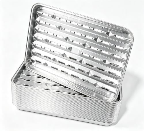 Notwoe 35 Stück Aluschalen Grill,Grillschalen Aluminium 34x23x2.3cm,Aluschalen Mit Deckel,Alu Grillschalen Wiederverwendbar,Grill Aluschalen Für Kochen (Silber-35 Stück)