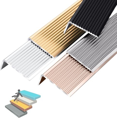 Aluminium-Eckenschutz In L-Form For Abziehen Und Aufkleben, Mit 90°-Winkel, Hoher Druckfestigkeit Und Rutschfester Stufenkantenverkleidung(Gold,90cm L 40mm*20mm)