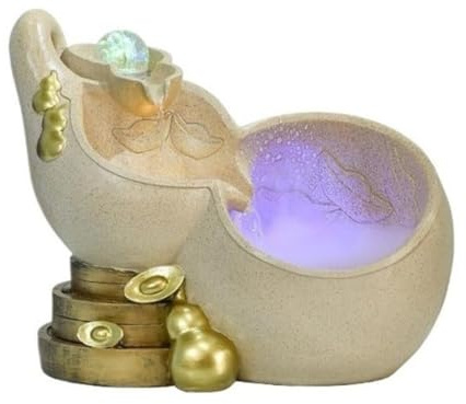 Fontana da tavolo Fontana da tavolo in resina, fontana a cascata, fontana da tavolo for meditazione Feng Shui Arredamento per la casa(Beige)