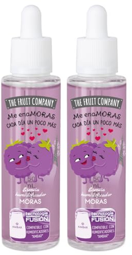 The Fruit Company Esencia para Humidificador 50 ml – Aromas Fresa Nata, Melón, Moras o Coco – Esencia Hidrosoluble Aromaterapia – Aroma Intenso para Difusor (Moras)