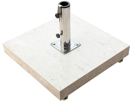 anndora Sonnenschirmständer eckig 70kg Marmor – rollbar 60x60 cm mit Edelstahl Schirmaufnahme 60/50 mm