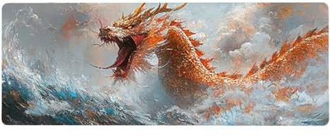 Large Mouse Mat, 30x60cmx3mm, Gaming Mouse Pad, Rubber Base, Stitched Edges, Water Resistant Easy Clean, For All Types, Extend Desktop Protection, Office Men's Gifts, Dragon Ocean D1YY-721