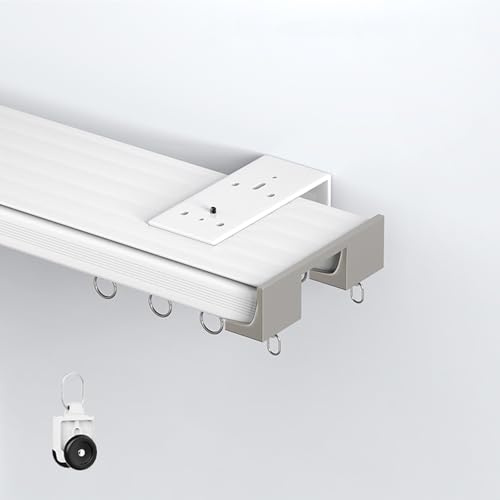 Dubbelspår – takmonterad aluminiumskena set för sovrum/fönster/hotell – 6,9 m (22,6 fot) fallspår (nät och hoo ingår inte)