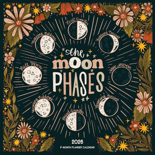 Moon Phases 2026 Wall Planner with Large Monthly Grid, 12-Month Family Organizer Calendar Book: 2026, Lunar Calendar with Daily Moon Cycles, 12 x 12