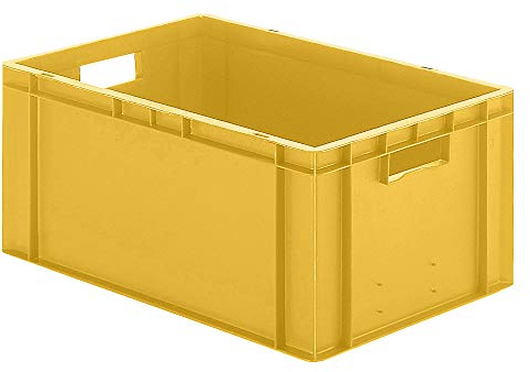 Bac gerbable parois et fond pleins, jaune, 600 x 400 x 270 mm (l x l x h), Volume: 51 l, en polypropyléne alimentaire