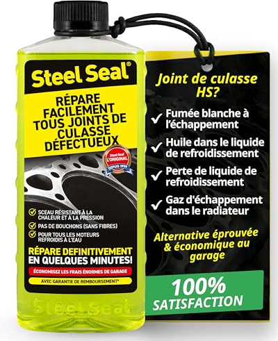 STEEL SEAL Joint de culasse scellant – Répare le joint de culasse, arrête la perte de liquide de refroidissement et évite les dommages moteur – Convient à tous les moteurs à refroidissement liquide