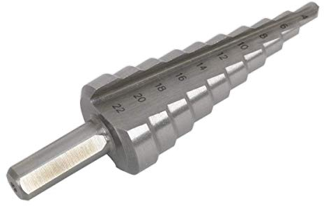 Sealey AK4744 HSS 4341 Step Drill Bit 4-22mm Double Flute, Silver