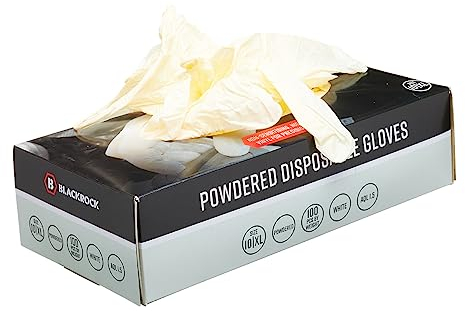 Guanti monouso in vinile in polvere Blackrock, confezione da 100, guanti medici, sicuri per gli alimenti, senza lattice, chirurgici, per tatuaggi, non sterili, per il primo soccorso, DPI