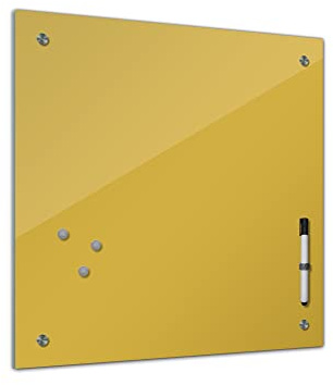 Bilderdepot24 Memoboard 40 x 40 cm | Farben | Gold | abwaschbare einfarbige Glas-Magnettafel mit Halterung Magneten Stift 1300a