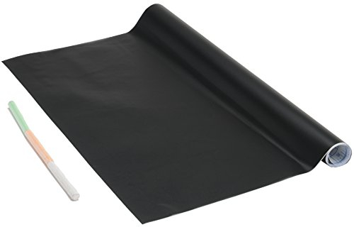 Venilia Lavagna Adesiva con 3 gessetti, Nero, 45cm x 1,5m, Spessore 150μ, Foglio di carta autoadesivo, PVC senza ftalati, Prodotto in UE