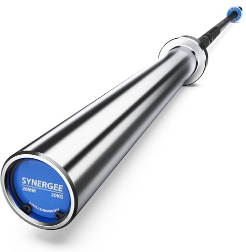 Synergee Open 20kg Men's Black Phosphate Shaft and Chrome Sleeve Olympic Barbell. Rated 1000lbs for Weightlifting and Powerlifting.
