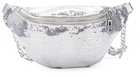 HYSoogut Bauchtasche Damen Elegant Gürteltasche Halloween Hüfttasche Party Umhängetaschen Brusttasche Outwear Taschen für Weihnachten (Silber)