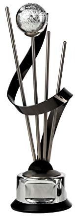 Henecka Luxury-Metalltrophäe Serie Highline, Silber-schwarz, mit Wunschgravur, Größe 42 cm