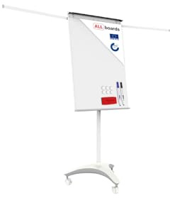 Flipchart 100x70cm, Mobil, auf Rollen, Höhenverstellbar, Magnetisch, Trocken Abwischbar, EXCLUSIVE