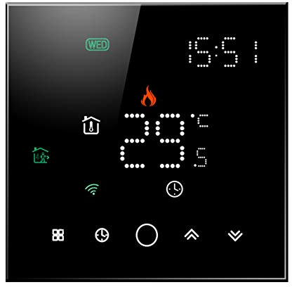 Qiumi Smart WiFi Thermostat Temperaturregler für elektrische Fußbodenheizung Arbeit mit Alexa Google Home, LED-Matrix-Lichtanzeige schützt Ihre Augen,16A 95~240 V AC