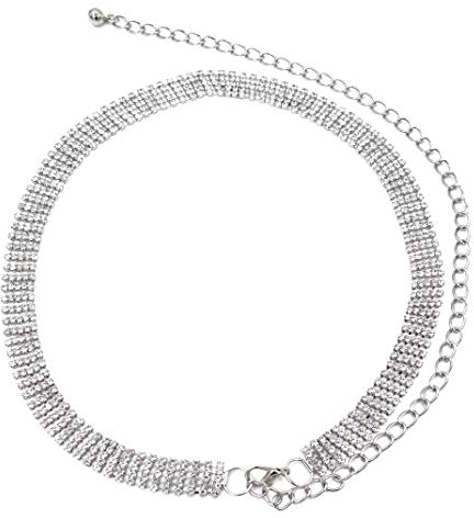 Glänzende Strass Taillenkette für Damen Mädchen Mehrreihiger schmaler Taillengürtel für Jeans Kleid Bikini 5Rheihen