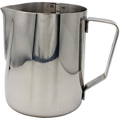 Abcsea 1 Pièce Pichet de Lait en Acier Inoxydable, Pot à Lait Inox, Pichet Lait Inox, Argent 350ml/12oz