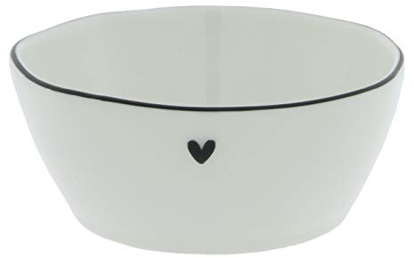 BC Bowl Sauce little Heart Keramik weiss mit schwarzem Rand und kleinem Herz Dip Schälchen Snack Schale Keramikgeschirr Gedeckter Tisch