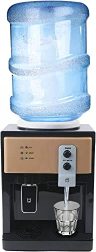 Dispensador eléctrico de agua fría y caliente, enfriador de agua de carga superior, dispensador de agua para botellas de escritorio para oficina en casa, para cubos de agua de 3,5 a 18,9 litros, 550 W