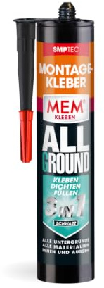 MEM Montage-Kleber Allground 3in1-430 g Kartusche | Zum Kleben - Dichten und Füllen - Wasser - und UV - beständig - Für fast alle Untergründe - Lösemittelfrei - Schwarz