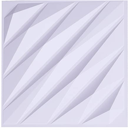 3D Wandpaneele 50x50cm PVC Wand Decke Paneele Wandplatten 12 Stück Wasserfest Wandpaneele für Schlafzimmer Wohnzimmer (Mattes Weiß)