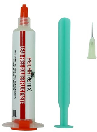Lead-Free No-Clean Soldering Flux Paste – 10g Syringe for SMD, BGA, CSP, PCB Repair – Halogen-Free, Low Smoke, Non-Corrosive, Precision Electronics Flux PolarTronix