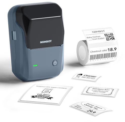 NIIMBOT B1 Label Maker with 1 Roll Tape, Portable Bluetooth Label Printer, 20-50mm Printing Size Thermal Label Maker Machine for Home,School,Office,Retail (Blue)