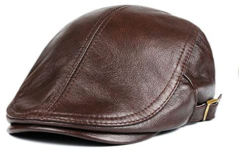 tcax Schiebermütze Herren Hüte Herren Damen Ballonmütze Leder Baskenmütze Männlich Dünne Hüte Verstellbare Vorderkappe Freizeit Entenschnabel Casquette,Braun1,57-59 cm