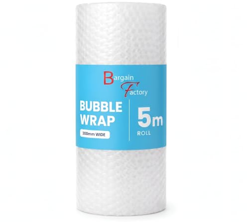 Bargain Factory Extra Large 300mm X 5m Roll of Quality Bubble Cushioning Wrap Roll - Strong, Affordable, and Ideal for House Moving, Removals, Packing, Shipping, and Mailing