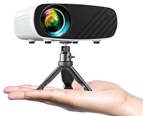 ELEPHAS Mini Beamer Full HD 1080P, 13000 Lux 4K Mit Stativ Und Transporttasche, Projektor Portable Kompatibel Mit Android/iOS/Windows/TV Stick/HDMI/USB