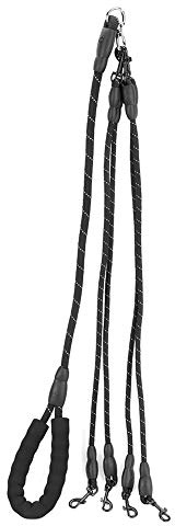 Dioche Laisse en Corde pour Chien, 1.5m Noir Nylon Accessoire de Traction 4 Voies à l'usure pour Chiens et Chat Marche en Extérieur