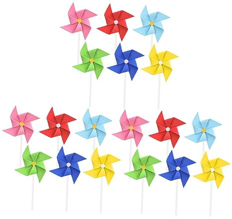 ifundom 18Pcs Mixed Style Windmill Cake Toppers EVA Material Cupcake Decoration for Boys and Girls Birthday Party Muffins Fruit Baby Shower Supplies