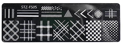 zeizafa Decoración de uñas, plantillas de arte de uñas, diseño de placa de estampado, diseño de flores, animales, tablero de ajedrez, plantillas de sellos de encaje, placas para imagen para uñas DIY