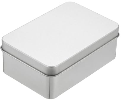 QUARKZMAN Cajas de Metal para Latas Portátiles 10.7x7x4 cm Plateadas | Mini Cajas de Metal Rectangulares Vacías con Bisagra y Tapa para Dulces y Tarjetas de Regalo